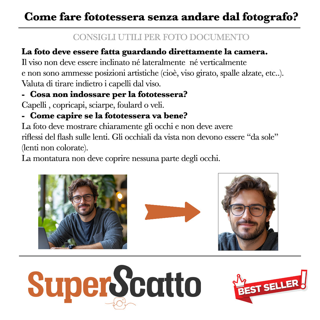 Fototessere personalizzate - KIT da 8PZ (PER OGNI TIPO DI DOCUMENTO)