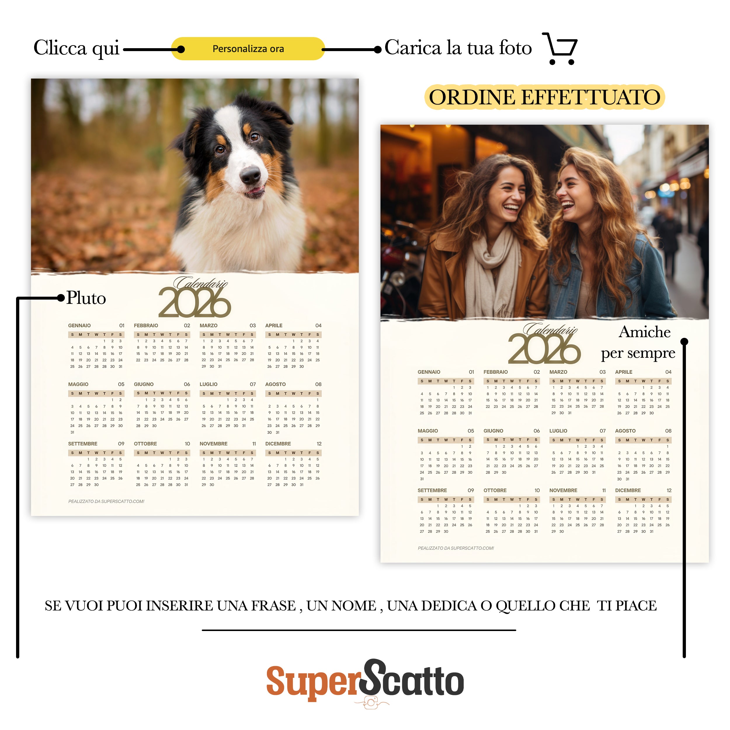 Calendario 2026 Personalizzato - Il Regalo Perfetto per Rendere Speciale Ogni Giorno